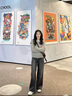 雪妃藍琪休閑褲子女秋季2025新款減齡早秋穿搭針織毛衣牛仔闊腿褲兩件套裝 針織開衫+牛仔褲 M 曬單實拍圖
