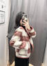 尚靜小香風(fēng)安可拉紅格紋外套女2025冬季新款小個(gè)子夾棉加厚短毛呢外套 紅色格子 M 曬單實(shí)拍圖