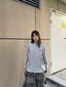 WASSUP官方店花語(yǔ)字母長(cháng)袖T恤男生秋冬2025新款重磅國潮情侶打底衫上衣 灰色 XL 曬單實(shí)拍圖