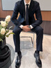 花花公子（PLAYBOY）2025新款男士西服套裝商務(wù)修身西裝職業(yè)正裝新郎伴郎結(jié)婚禮服外套 黑色雙扣【西服+西褲+襯衫】+7件禮品 XL (180)【建議141-155斤】 曬單實拍圖