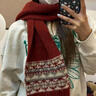 栢啟歆針織毛線(xiàn)提花圍巾女韓系復古氣質(zhì)時(shí)尚保暖氛圍感圍脖百搭紅圍巾 費爾島提花紅色圍巾 曬單實(shí)拍圖