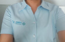 席佰中國移動營業(yè)廳工作服藍色襯衫印繡LOGO電信銷售員公司工裝制服 淺藍色短袖-V領(lǐng)女款--帶標(biāo)志 L 曬單實拍圖
