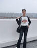 女童微喇褲子春秋款2025新款女孩大童超好看高腰牛仔褲兒童喇叭褲 黑色 160 曬單實(shí)拍圖