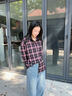 回力格子襯衫女2025最新款秋裝女士長(cháng)袖上衣薄款韓版通勤女裝大碼外套 曬單實(shí)拍圖