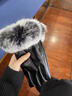 恒源祥女士真皮手套優(yōu)質(zhì)兔毛毛口羊皮手套時(shí)尚開(kāi)車(chē)純皮皮質(zhì)手套 黑雙白毛+觸屏款(加絨) L 曬單實(shí)拍圖