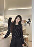 斐特瑪針織開(kāi)衫女波點(diǎn)秋季2025新款疊穿毛衣外套設計感百搭顯瘦長(cháng)袖上衣 黑色 M 曬單實(shí)拍圖