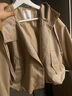 茵曼（INMAN）2026春季女裝新款戶(hù)外穿搭連帽條紋花苞外套休閑松弛感上衣 深卡其 S 曬單實(shí)拍圖