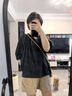 無(wú)印良品（MUJI）女式 強捻短袖罩衫 t恤上衣打底衫女款內搭女裝25年夏季 BC2LLC5S 深綠色 L (165/88A) 曬單實(shí)拍圖