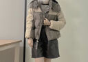 雪中飛 SNOW FLYING撞色羽絨服女士短款2025新款戶(hù)外時(shí)尚百搭面包服拼接保暖冬季外套 灰褐咖 S 155（100斤以?xún)龋?曬單實(shí)拍圖