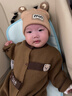 G.duck小黃鴨童裝嬰兒衣服春秋款時(shí)尚毛衣棒球領(lǐng)爬服新生兒連體衣夏季 咖色 73cm 73碼建議7-9個(gè)月13-18斤cm 曬單實(shí)拍圖