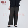 MUJI女式 不易沾水彈力抽褶直筒褲 褲子女款女裝25年冬季 BE1YZA5A 深灰色 M (160/66A) 曬單實(shí)拍圖