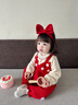 優(yōu)奇嬰兒衣服秋裝連體衣小月齡女寶寶滿(mǎn)月百天超萌公主紅色哈衣外出服 紅色 80cm 曬單實(shí)拍圖