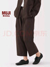無印良品（MUJI）女式 易干平紋 寬版錐形褲 褲子長(zhǎng)褲女款休閑褲寬松25年秋季女裝 深棕色 M (160/66A) 曬單實(shí)拍圖