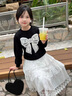 moonkids女童裙子韓版洋氣蛋糕裙2025春秋款兒童套裝裙時(shí)髦女寶連衣裙秋裝 4953黑色蝴蝶結(jié)衛(wèi)衣 140 cm 曬單實(shí)拍圖