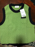 ERDOS 圓領(lǐng)絨毛混紡翻花馬甲復古粗花呢短款針織女羊絨衫 苔蘚綠 170/92A/XL 曬單實(shí)拍圖