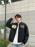 404MOBGANG[侯明昊同款]重磅毛呢刺繡棒球服情侶外套男女美式酷颯秋冬夾克 黑色 2XL 曬單實(shí)拍圖