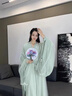 綠色素雅漢服女一整套魏晉交領(lǐng)古裝超仙氣清新淡雅古風(fēng)飄逸套裝 綠色紗外披+青綠色交領(lǐng)直裾 S 曬單實(shí)拍圖