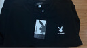 花花公子（PLAYBOY）長袖t恤男士春秋季新款潮流圓領(lǐng)寬松百搭衛(wèi)衣男簡約上衣打底衫男 黑色 Q-ZHONDHH121 L 170 曬單實拍圖