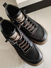 百麗男鞋加絨保暖冬休閑工裝鞋厚底高幫板鞋8NE11DM4 黑絨里-高幫 40 曬單實(shí)拍圖
