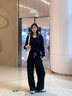 回力休閑褲子女2025新款秋季窄版闊腿褲薄顯瘦運(yùn)動(dòng)褲小個(gè)子黑色直筒褲 曬單實(shí)拍圖