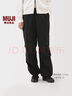 無(wú)印良品（MUJI）女式 工裝 寬版褲 傘兵褲長(cháng)褲子女款25年秋季 女裝 BE1Z4A5A 黑色 M (160/66A) 曬單實(shí)拍圖