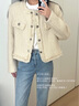 歌芭杉（GEBASHAN）品牌女裝法式圓領(lǐng)流蘇小香風(fēng)短款外套女春秋新款高級感寬松上衣 米白色 外套 M 110斤以下 曬單實(shí)拍圖