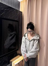 棉致美式復古高領(lǐng)連帽外套女春秋季2025新款寬松運動(dòng)開(kāi)衫衛衣休閑上衣 6119灰色【常規高品質(zhì)38.5】 L 100-120斤 曬單實(shí)拍圖