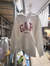 GAP女裝2025秋季新款撞色Logo寬松抓絨套頭連帽衫衛衣上衣792499 淺灰白 S (160/84A) 亞洲尺碼 曬單實(shí)拍圖