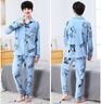 男孩睡衣12一15歲純棉冬季8一13新款春秋男孩子睡衣青少年睡衣男純棉初高中學(xué)生長(cháng)袖12-20歲套裝 3804熊藍色 170 24碼(建議身高165-170CM) 曬單實(shí)拍圖