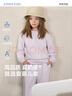 愛慕兒童（AIMER KIDS）時尚外穿抗菌兒童運動休閑衛(wèi)衣衛(wèi)褲男女童中性套頭長袖高彈奶皮衣 女上衣AK141E241 130 曬單實拍圖