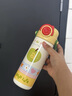 MNS男女生高顏值陶瓷涂層雙飲杯學(xué)生可愛(ài)卡通水杯大容量手提拎拎壺 青蘋(píng)果500ml（不銹鋼內膽） 曬單實(shí)拍圖