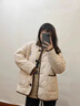 VEOX羽絨棉服女2025新款冬季韓國小熊刺繡葫蘆格加厚復古棉衣外套女 杏色 M 100以?xún)?曬單實(shí)拍圖