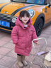 奧特曼童裝女童羽絨服中長(cháng)款冬季加厚2025新款兒童外套女孩白鴨絨保暖服 酒紅色 100 建議90-100cm3-4歲 曬單實(shí)拍圖