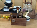 蕉夏高檔六君子茶具配件胡桃木現代茶道茶刀茶勺茶夾套裝茶剪茶具配件 胡桃木窗花茶道套組【銅木配件】 茶道 曬單實(shí)拍圖