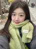 韓國egg馬海毛羊毛圍巾冬季女2025新款ins韓系氛圍感純色加厚圍脖 egg香草綠-含羊毛 曬單實(shí)拍圖