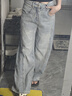 自由系闊腿寬松牛仔褲女2025秋季新款高腰顯瘦垂感直筒褲窄版休閑褲子 曬單實(shí)拍圖