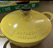 北鼎（Buydeem）琺瑯鍋鑄鐵鍋燜燒燉鍋電磁爐燃?xì)庠詈诂m瑯24cm小鵝黃 曬單實拍圖