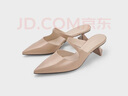 CHARLES&KEITH時(shí)尚尖頭粗跟穆勒鞋女生日禮物送女友CK1-61720118 Nude肉色 34 曬單實(shí)拍圖