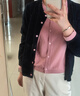 闊色黃色撞色假兩件針織衫開(kāi)衫外套25早秋穿搭新款女毛衣寬松上衣 藏藍色2006 L 曬單實(shí)拍圖