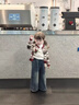 G.DUCKKIDS小黃鴨童裝女童套裝兒童春秋款牛仔外套女寶寶秋季上衣洋氣百搭潮 條紋上衣+牛仔褲 130 (建議115-125cm 5.2-7周歲) 曬單實(shí)拍圖