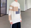 FOX.G男士毛衣針織衫衛衣外套秋季男裝秋裝長(cháng)袖衣服內搭打底衫2025新款 撞色慵懶毛衣米白色 L 【建議120斤以?xún)取?曬單實(shí)拍圖