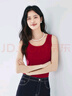伊芙麗（eifini）蔣欣代言【經(jīng)典延續】?jì)?yōu)可絲環(huán)保羅紋慵懶風(fēng)休閑百搭背心女春裝 紅色 M / 100-110斤 曬單實(shí)拍圖
