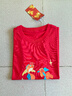 迷你巴拉男女童T恤親子一家三口新春紅色純棉拜年短袖打底衫 曬單實(shí)拍圖