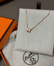 愛馬仕（HERMES）Mini Pop H項(xiàng)鏈 玫瑰金鏈條橢圓立體琺瑯項(xiàng)鏈送女友節(jié)日送禮 糖果粉金色鏈H147992F85 鏈長(zhǎng)40cm吊墜0.7*0.9cm 曬單實(shí)拍圖