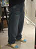馬登工裝新復古回潮做舊潑墨貓須牛仔褲純棉水洗磨白丹寧寬松直筒褲男 牛仔藍 31 曬單實(shí)拍圖
