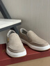 楓葉（leaveland）男鞋新品頭層牛皮透氣軟底懶人鞋男防滑輕便一腳蹬休閑樂(lè )福鞋子男 灰色(皮鞋碼) 41 (255mm) 曬單實(shí)拍圖