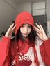 麗紗蓓兒針織帽女川藏川西旅游秋冬保暖毛線(xiàn)帽手工編織鏤空紅色流蘇包頭帽 流蘇長(cháng)帶【紅色】 曬單實(shí)拍圖
