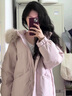 妍莉芬（yanlifen）大毛領(lǐng)中長(cháng)款羽絨棉服女裝2025年新款連帽加厚顯瘦棉衣外套冬季 粉紅色 S 曬單實(shí)拍圖