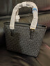 MICHAEL KORS 女士小號單肩手提托特包 送女友情人節禮物 黑色印花35T9GTVT0B BLACK 曬單實(shí)拍圖