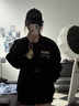404MOBGANG[侯明昊同款]重磅毛呢刺繡棒球服情侶外套男女美式酷颯秋冬夾克 黑色 M 曬單實(shí)拍圖